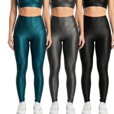Imagem de KIT 3 Calça Legging New Zig 3D Vekyo Cós Alto Roupa Para Academia Treino Fitness Femini...