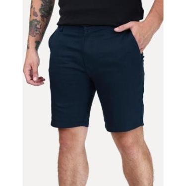 Imagem de Bermuda K&J Black Masculina Casual Flex Cetim Azul Marinho-Masculino