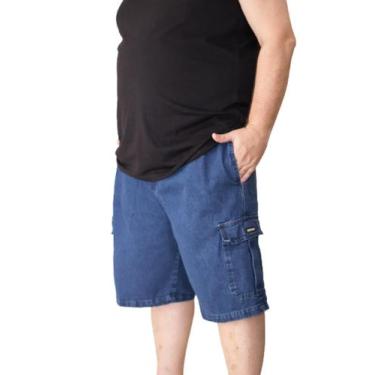 Imagem de Bermuda jeans cargo plus size masculina slagbaai, Azul marinho, 8 G