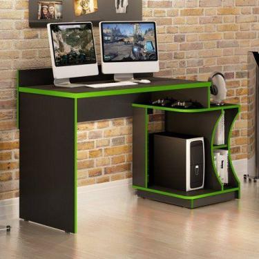 Imagem de Mesa computador valdemoveis gamer preto/verde - Valdemóveis