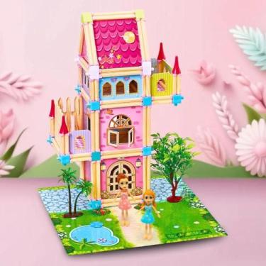 Imagem de Casinha monte e brinque 3d 100pcs - dm toys dmt7169