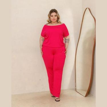 Imagem de Macacão Feminino Longo Manga Curta Verão Plus Size - Rosana Farcait, P