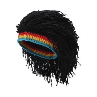 Imagem de Boné De Crochê Unissex Com Peruca Sintética Estilo Rasta Dreadlock Fei