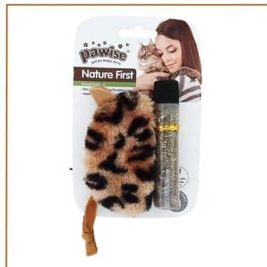 Imagem de Brinquedo para gatos Ratinho pelúcia recheável catnip Pawise, Oncinha