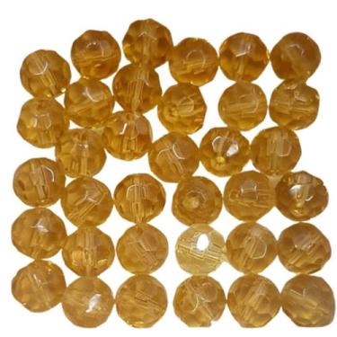 Imagem de Pacote com 50 contas sextavadas 8mm cristal dourado - CASA FÉ