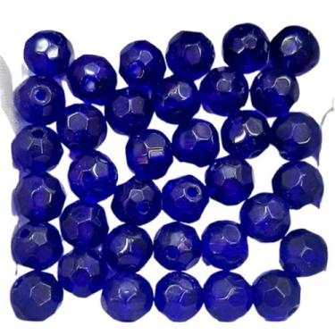 Imagem de Pacote com 50 contas sextavadas 8mm cristal azul escuro - CASA FÉ