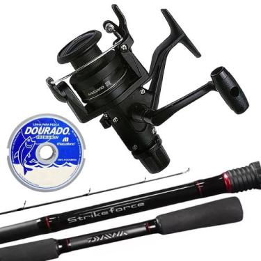 Imagem de Molinete Pesca Shimano IX 4000 Vara Daiwa Strikeforce Linha, Preto, 1,