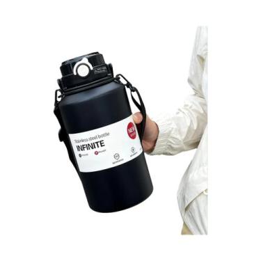 Imagem de Garrafa Térmica Grande De Aço Inoxidável 800ml 2000ml Com Alça E Canud