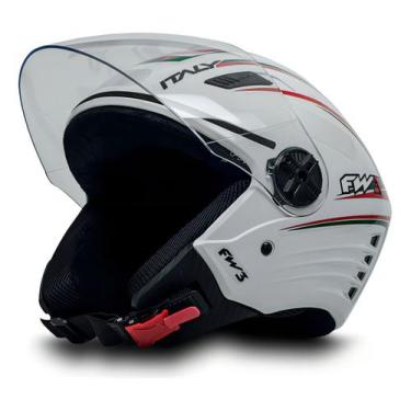 Imagem de Capacete Aberto FW3 X Open Italy Com viseria Cristal Cor:Branco/Vermel
