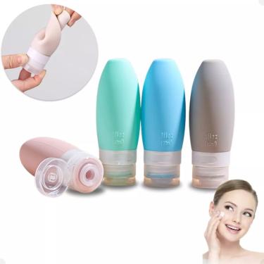 Imagem de Kit Viagem com Frascos para Produtos de Higiene Pessoal Silicone 90ML Porta Creme Shampoo Condicionador