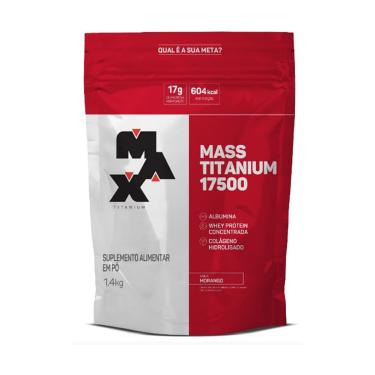 Imagem de Mass Titanium 17500 - 1400g Morango + Creatine + BCAA + Porta Comprimidos - Max Titanium