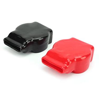 Imagem de KIMISS Tampas de terminal de bateria, terminal de bateria flexível universal superior para carro, motocicleta, caminhão, capa de bateria negativa positiva (vermelho/preto)
