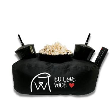 Imagem de Almofada Porta Pipoca Casal Eu Love Você Cor:Preto