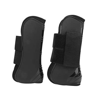 Imagem de Botas de cavalo, 4 peças confortáveis ​​de usar botas de tala de cavalo ajustáveis ​​para proteção das pernas para absorção de choque(Preto, Um par de pernas dianteiras aumentadas)
