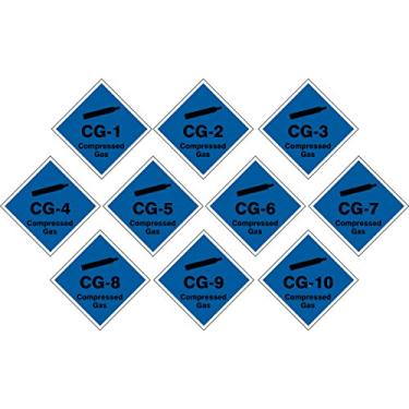 Imagem de Accuform TDJ620XVR Adesivo Dura-Vinyl"Gás Comprimido" Fonte de Energia ShapeID Tag, Série 1 a 10, 6,3 cm L x 6,3 cm C, preto/branco sobre azul (pacote com 10)