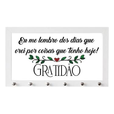 Imagem de Porta Chaves com Moldura com 6 ganhos Eu Me Lembro dos Dias Que Orei (Branco)