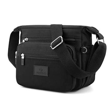 Imagem de Bolsa transversal feminina, bolsa leve para uso diário, bolsa de ombro de nylon impermeável de moda Preto