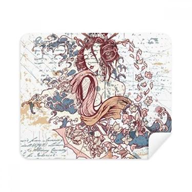 Imagem de Geisha Kimono Fan Japan Waves pano de limpeza de tela 2 peças tecido de camurça