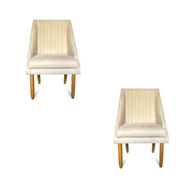 Imagem de Kit 02 Cadeiras Para Sala De Jantar Ana Pés Palito Suede Bege- D`classe Decor