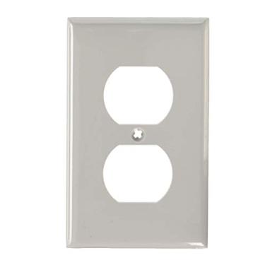 Imagem de Leviton Placa de parede duplex de tomada/receptáculo de 1 gang, tamanho padrão, nylon termoplástico, 80703, marrom