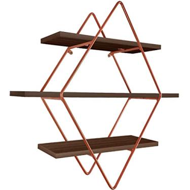 Imagem de Prateleira Tripla Estante Decorativa Livros Quarto Sala Losan Aço MDF - Cobre Villandry