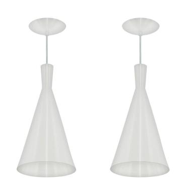 Imagem de 2 Pendentes Tom Dixon Funil Corneta Branco com Branco