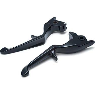 Imagem de Kuryakyn 1844 acessório de guidão de motocicleta: Alavancas de embreagem e gatilho de freio para motocicletas Harley-Davidson Touring 2014-16, preto brilhante, 1 par