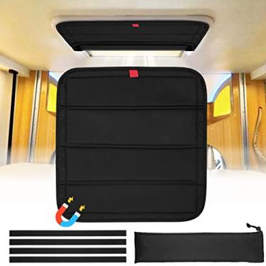 Imagem de funomo Persiana magnética RV, 40 cm (C) x 40 cm (L), capa de ventilação blackout RV com ímã dobrável, proteção contra raios UV, capa de janela com ventilador de reboque de campista, tecido Oxford espesso à prova d'água (preto)
