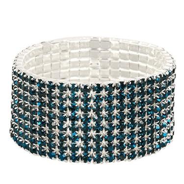 Imagem de Falari Pulseira el stica de cristal com strass para noivas