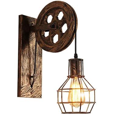 Imagem de Home-Neat Arandelas de parede vintage estilo gaiola de ferro lâmpada de parede E27 para corredor cozinha restaurante hotel (Bronze)