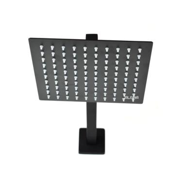 Imagem de Ducha Chuveiro Aquecedor Solar Gás Quadrado Preto  20X20Cms