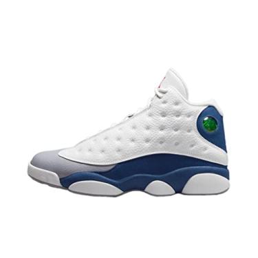 Imagem de Nike Tênis masculino Air Jordan 13 Retro Lakers 414571-105, Branco/vermelho fogo - azul-claro francês, 41