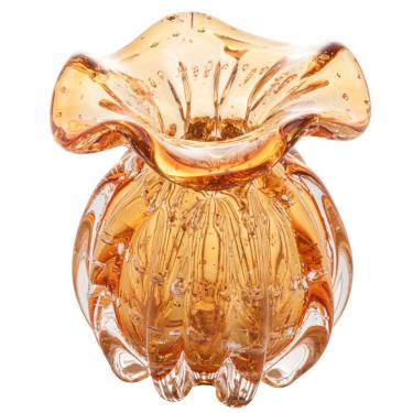 Imagem de Vaso de Vidro Murano Italy Âmbar e Dourado 11x10cm Lyor