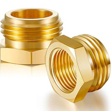 Imagem de Adaptador de mangueira macho 3/4 G1/2 fêmea para GHT 3/4 macho de latão, conector de mangueira, acoplador de mangueira, adaptador de mangueira de água giratório (2 peças)
