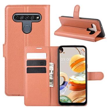 Imagem de HONGYAN Capa de telefone Para LG K61 Litchi Texture Capa Protetora Horizontal Flip com Suporte e Slots de Cartão e Carteira Capa protetora