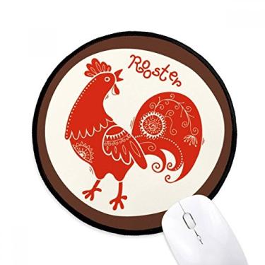Imagem de Ano do galo animal China zodíaco vermelho mouse pad desktop escritório tapete redondo para computador