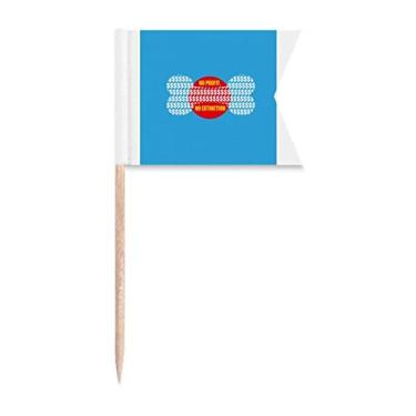 Imagem de Bandeiras de palito de extinção de preservação de animais, marcação de rotulagem para bolo de festa, comida e queijos