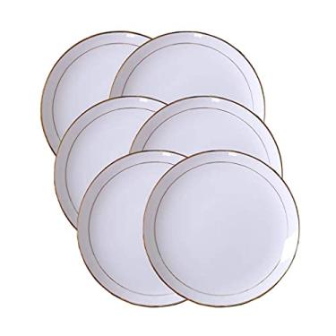 Imagem de Conjunto de pratos de jantar de porcelana durável louça restaurante cozinha prato de jantar seguro para micro-ondas (cor: branco, vezes; 4, tamanho: 18 cm) Pequena surpresa
