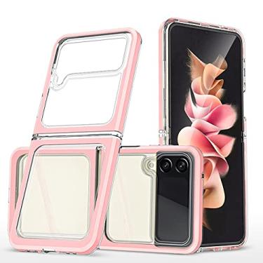 Imagem de Capa transparente anti-arranhões fashion para Samsung Galaxy Z Flip3 Flip 4 Flip4 5G Flip 3 Capas de celular com proteção contra quedas, rosa, para Gaalxy Z Flip 4