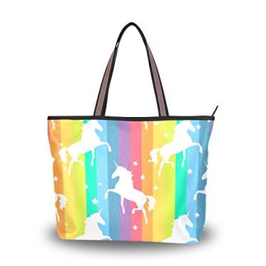 Imagem de ColourLife Bolsa de ombro com alça superior de unicórnio, coração, arco-íris, bolsa de ombro para mulheres e meninas, Multicolorido., Medium