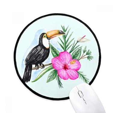 Imagem de Ramphastos Toco Mousepads Redondos Pássaros Tropicais Antiderrapantes Bordas Costuradas Jogo Presente de Escritório