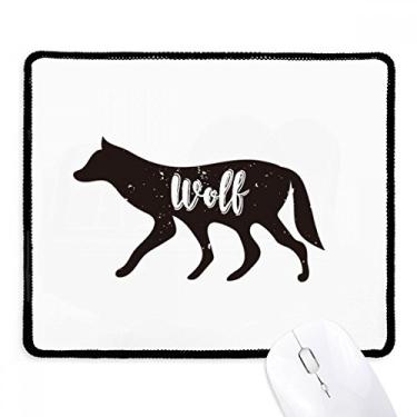 Imagem de Mousepad Wolf preto e branco animal borda costurada tapete de borracha para jogos