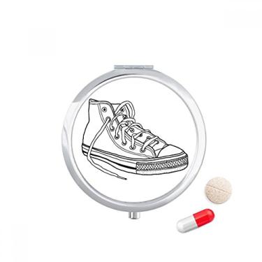 Imagem de Caixa de comprimidos de lona branca pintada à mão para guardar remédios