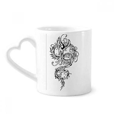 Imagem de Caneca de arte de dragão com pintura de linha de cerâmica para café copo de coração de vidro