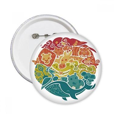 Imagem de Peixe oceano azul abstrato ilustrado pinos redondos distintivo decoração roupas 5 peças presente