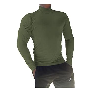 Imagem de Camiseta Masculina Gola Alta Manga Longa Sjons cor:verde-escuro;tamanho:m