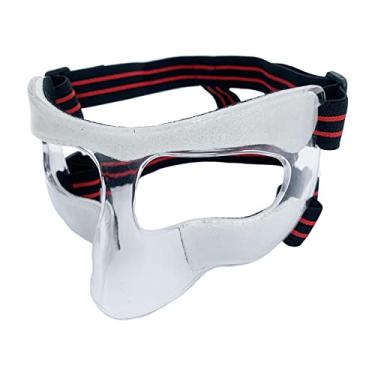 Imagem de #N/a Protetor esportivo para máscara de, cobertura facial ajustável, protetor facial de beisebol para nariz quebrado, protetor, Corda vermelha de rosto inteiro