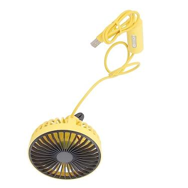 Imagem de Clipe No Ventilador Ventilador do Carro Mini Ventilador Com Luz LED Ventilador Clipe Ventilador 3 Velocidades Vento Forte Carregamento USB para Mesas de Carros Escritório Doméstico (Amarelo)