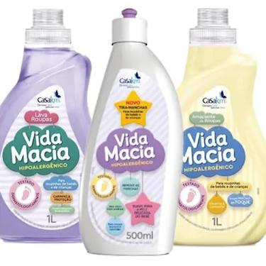 Imagem de Kit Vida Macia Amaciante de Camomila 1L, Lava Roupa 1L e Tira Manchas 500ml