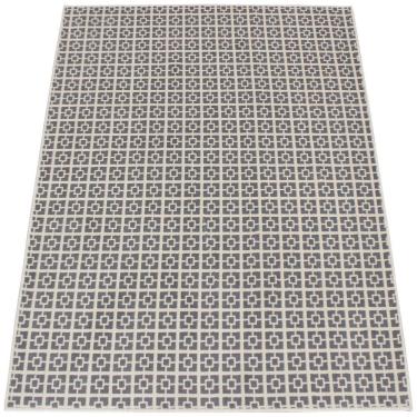 Imagem de Tapete Moderno Veludo Geométrico Leblon Cinza Branco 1,50x2m